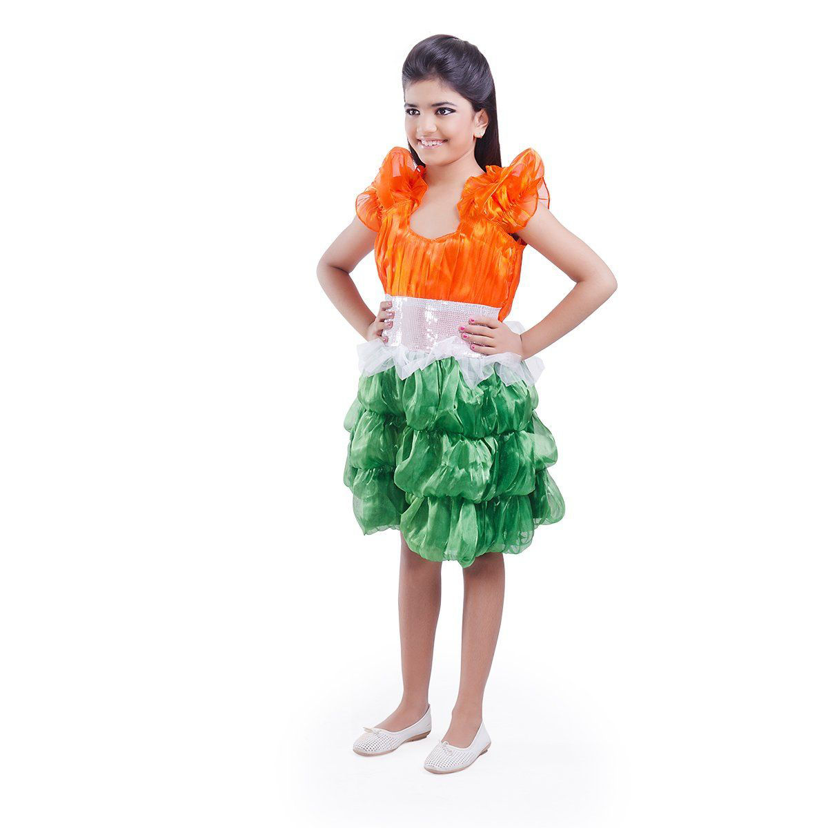 FancyDressWale Indian Tricolor Frock For Girls